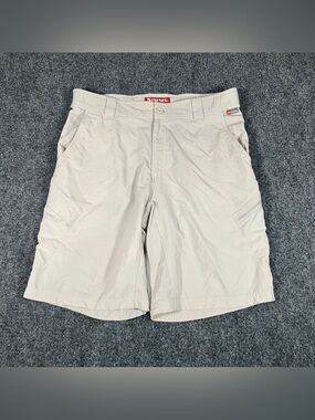 Simms Fishing Products Mens Medium Cargo Shorts Biege Brown Hiking Angler 38068